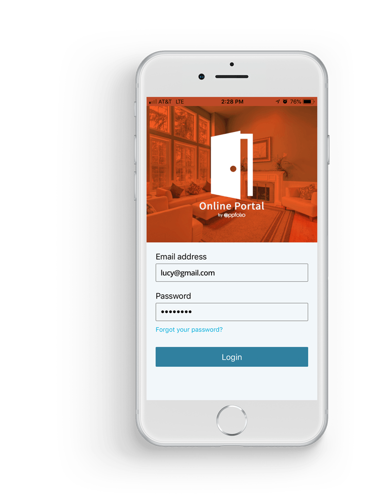 Online Portal app login screen on a phone